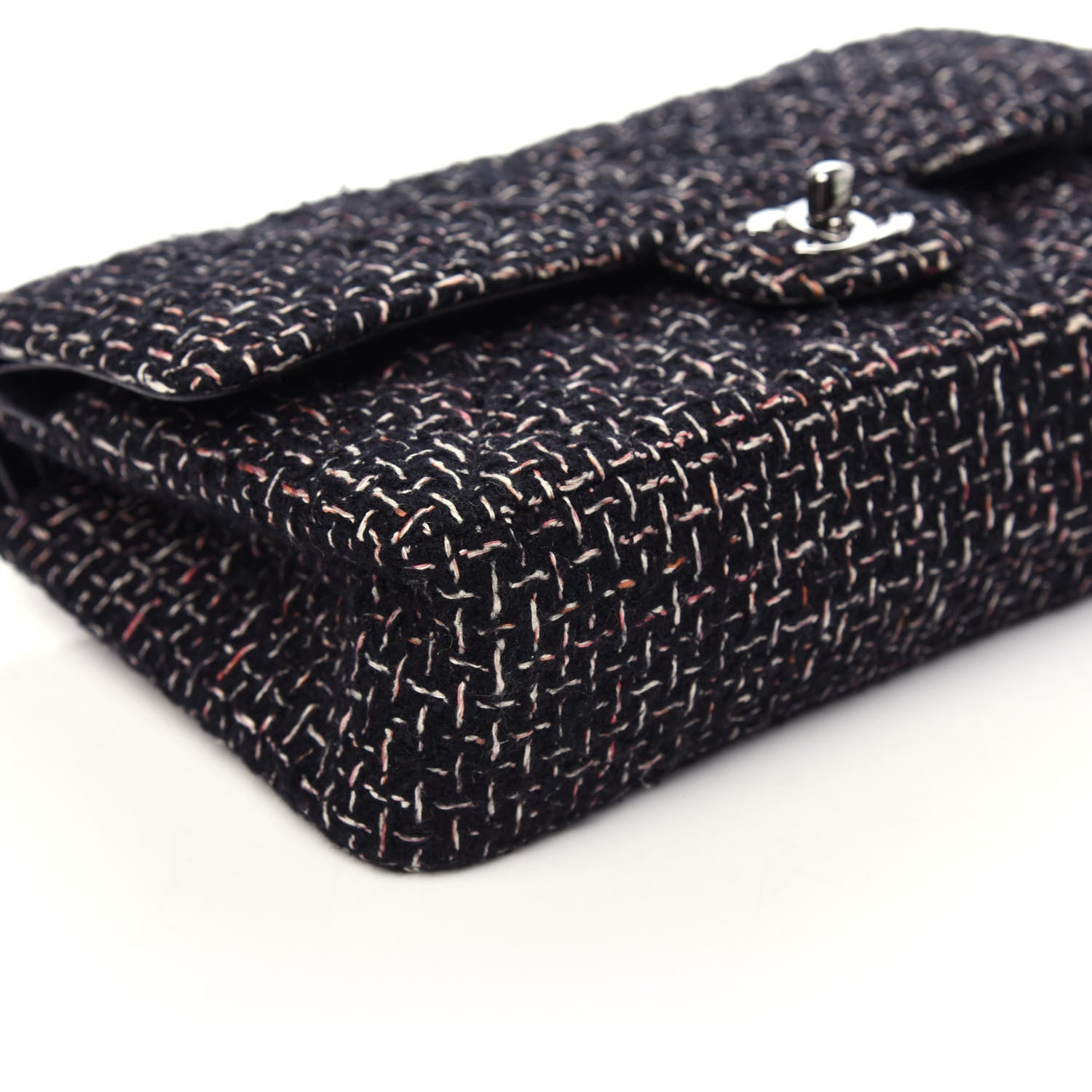 Chanel Tweed Quilted Medium Double Flap Black 8 of 9