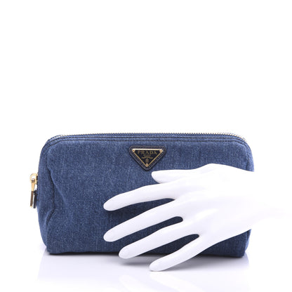 Prada Denim Cosmetic Pouch Bleu 2 of 7