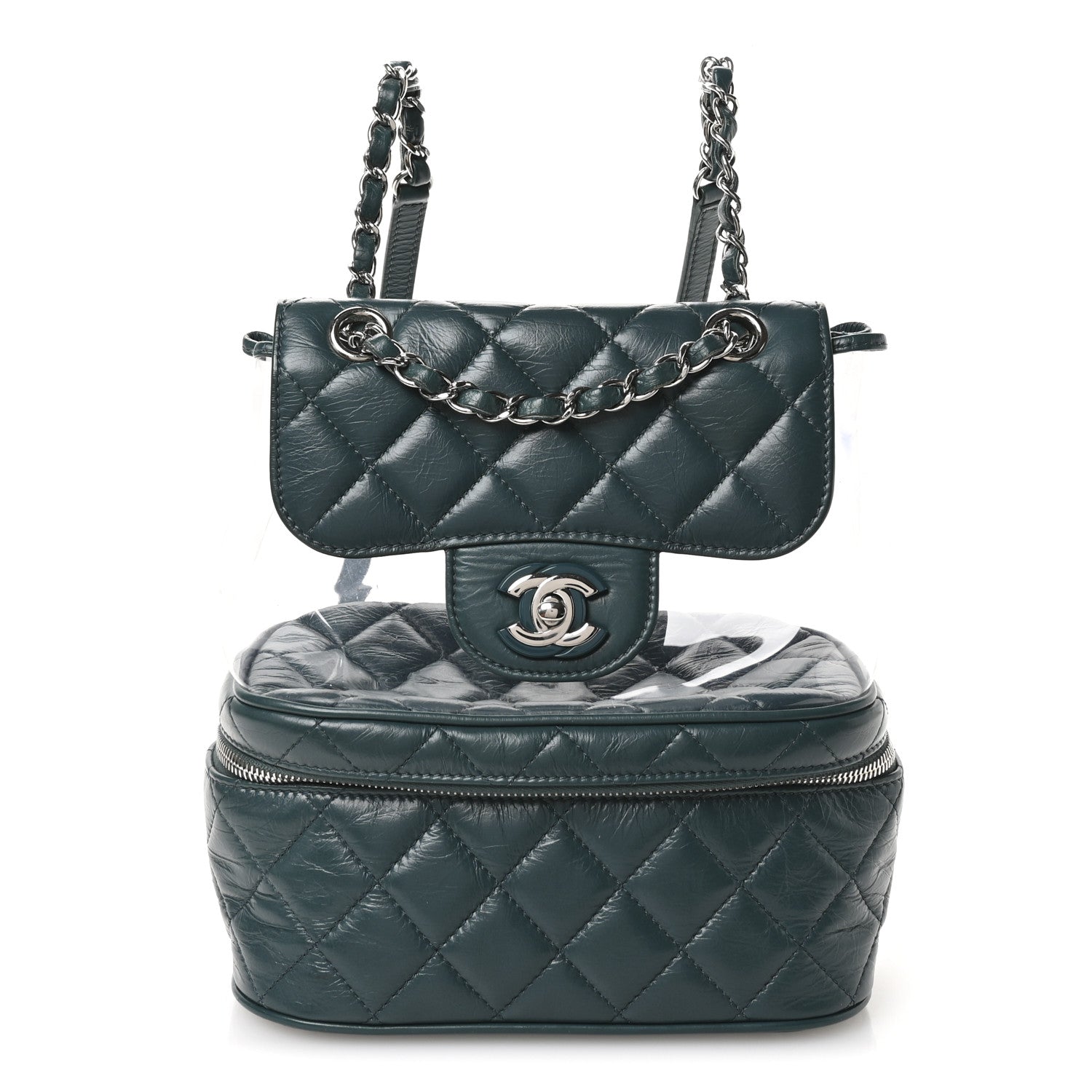 Chanel Crumpled Calfskin PVC Quilted Backpack Green 1 of 10