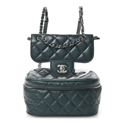 Chanel Crumpled Calfskin PVC Quilted Backpack Green 1 of 10