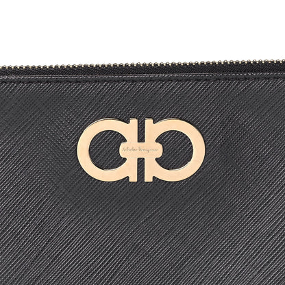 Salvatore Ferragamo Printed Calfskin Gancio Wristlet Clutch Black 7 of 7