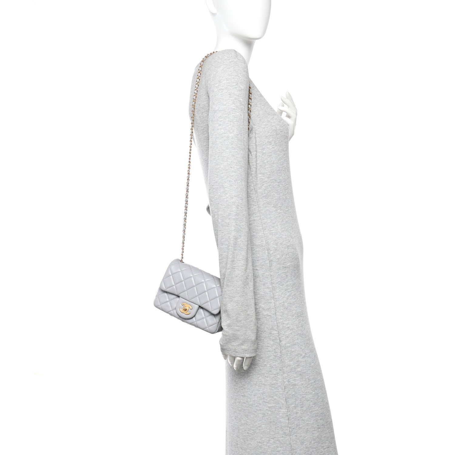 Chanel Lambskin Quilted Mini Pearl Crush Flap Light Grey 2 of 11