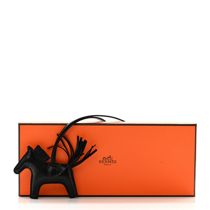 Hermes Milo Lambskin Matte Alligator Touch Grigri Rodeo Horse Bag Charm PM So Black 5 of 5