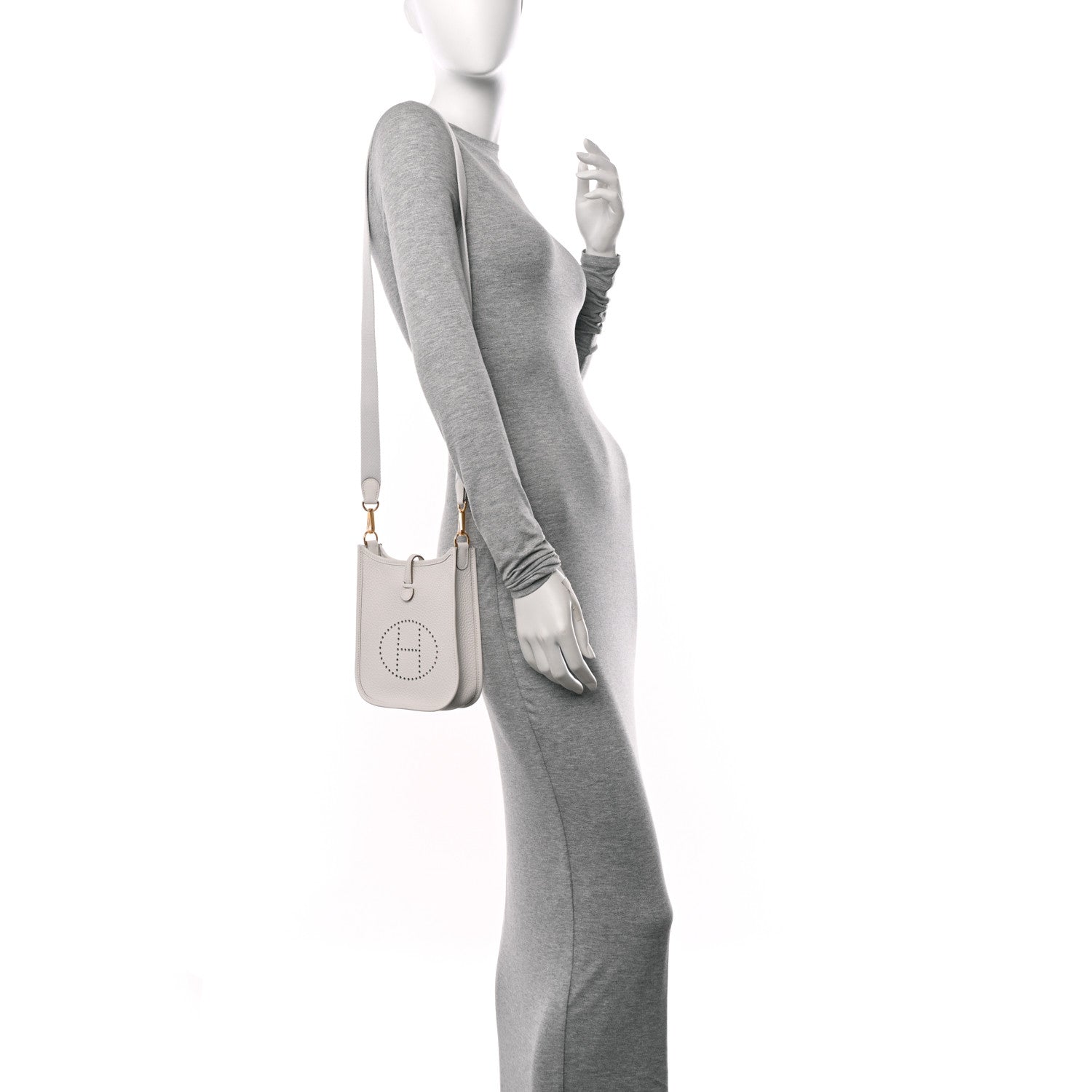 Hermes Taurillon Clemence Amazone Evelyne TPM Gris Pale 2 of 11