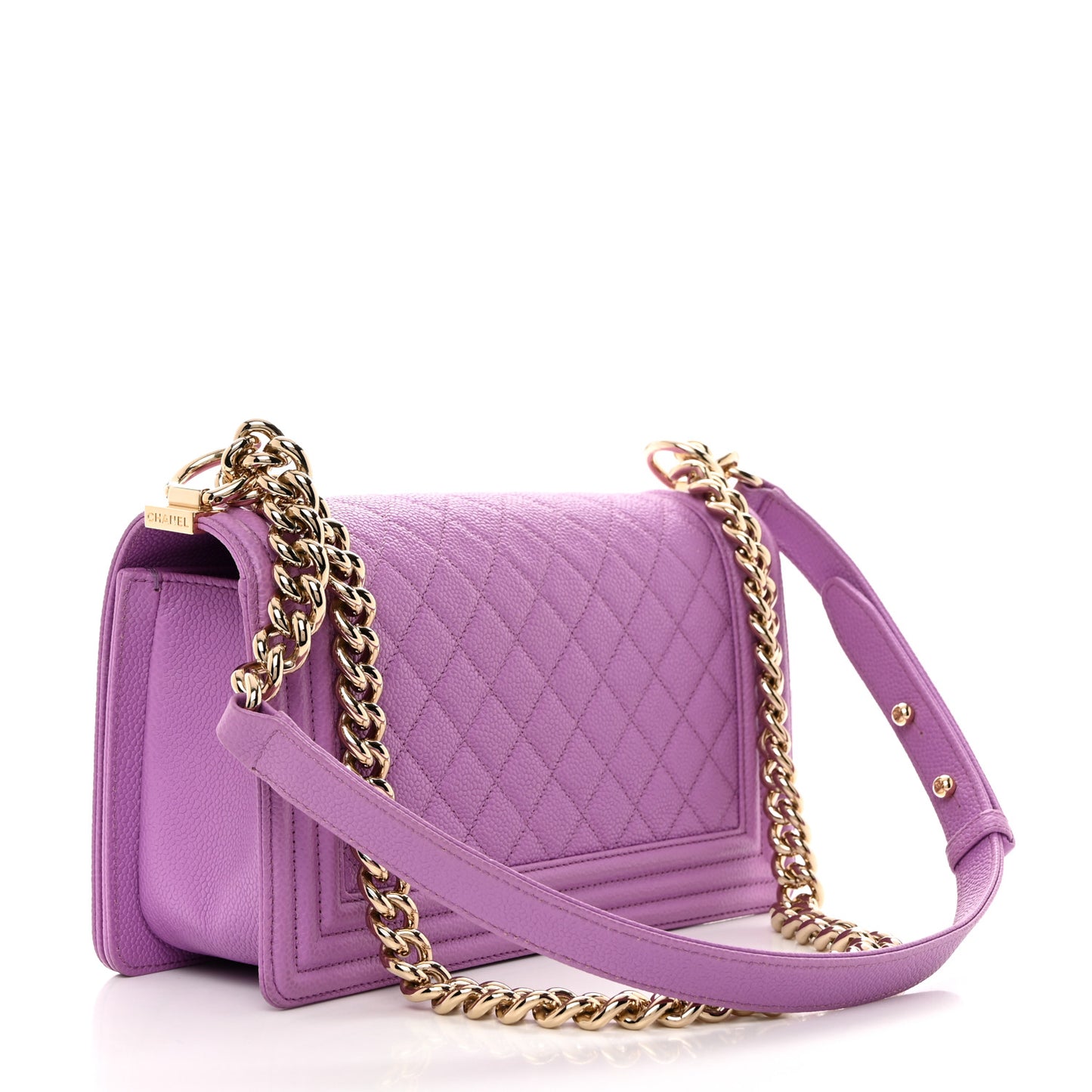 Caviar Quilted Medium Boy Flap Purple