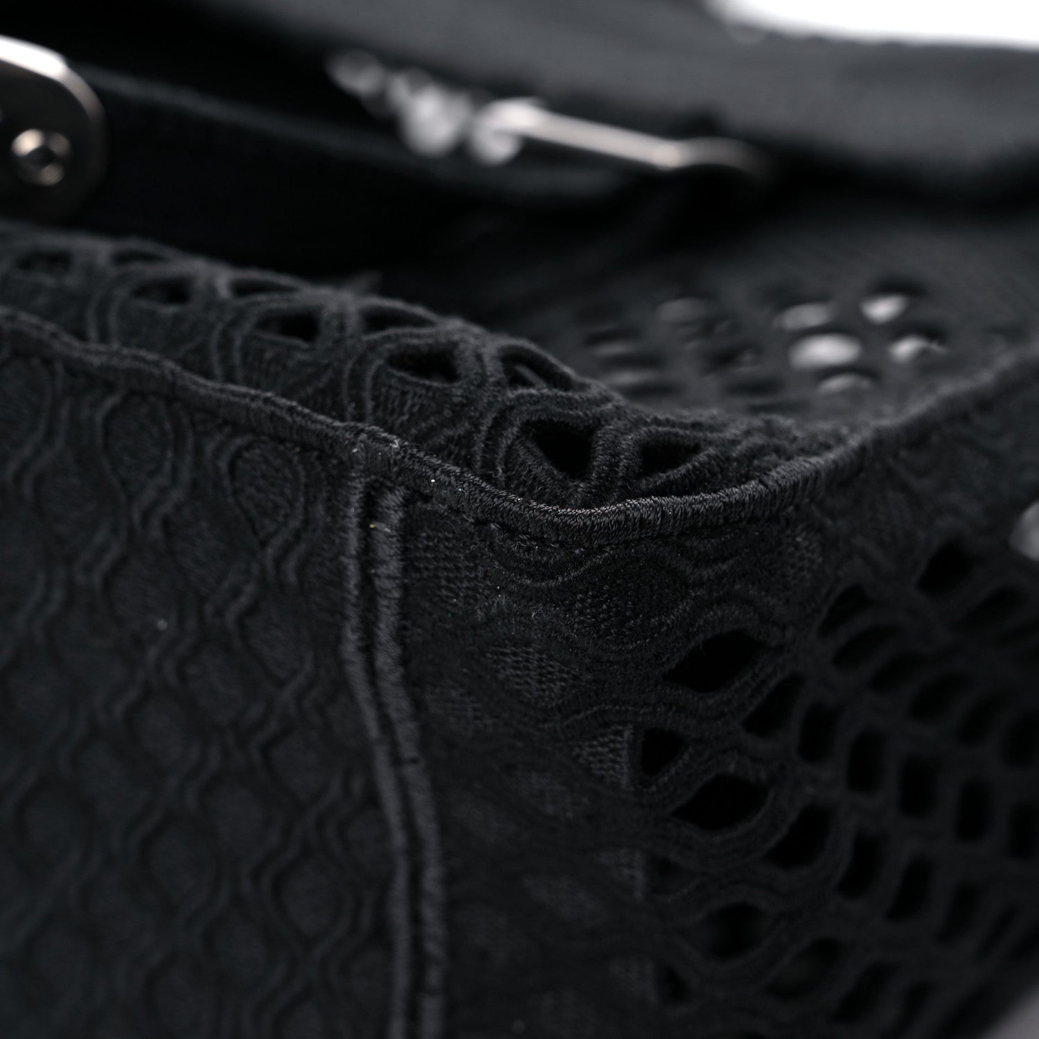 Christian Dior Canvas Embroidered Mesh Diorcamp Messenger Black 9 of 14