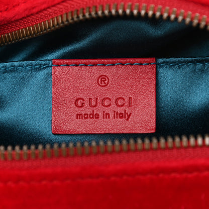 Gucci Velvet Matelasse Small GG Marmont Chain Shoulder Bag Hibiscus Red 6 of 10