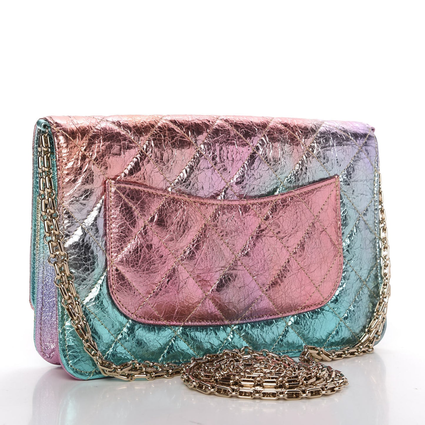 Metallic Goatskin Quilted 2.55 Reissue Wallet on Chain WOC Multicolor