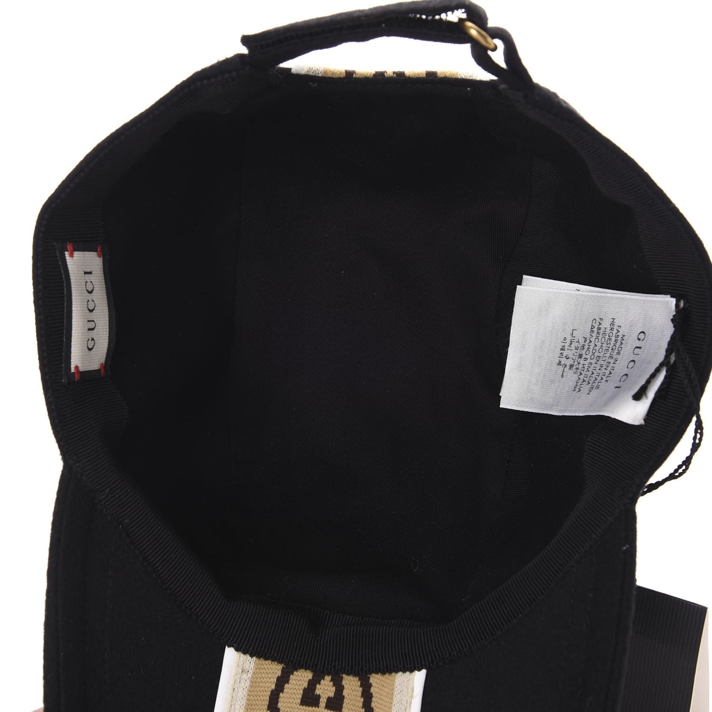 Wool Interlocking GG Stripe Baseball Hat L Black