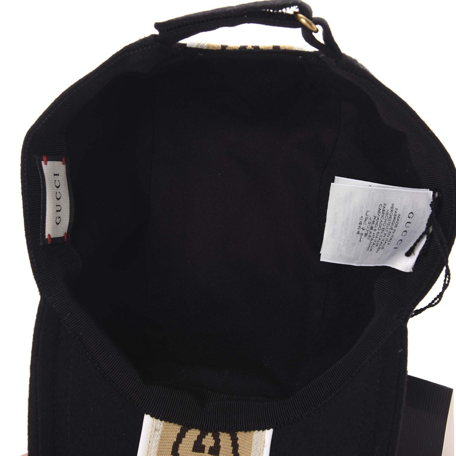 Gucci Wool Interlocking GG Stripe Baseball Hat L Black 5 of 7