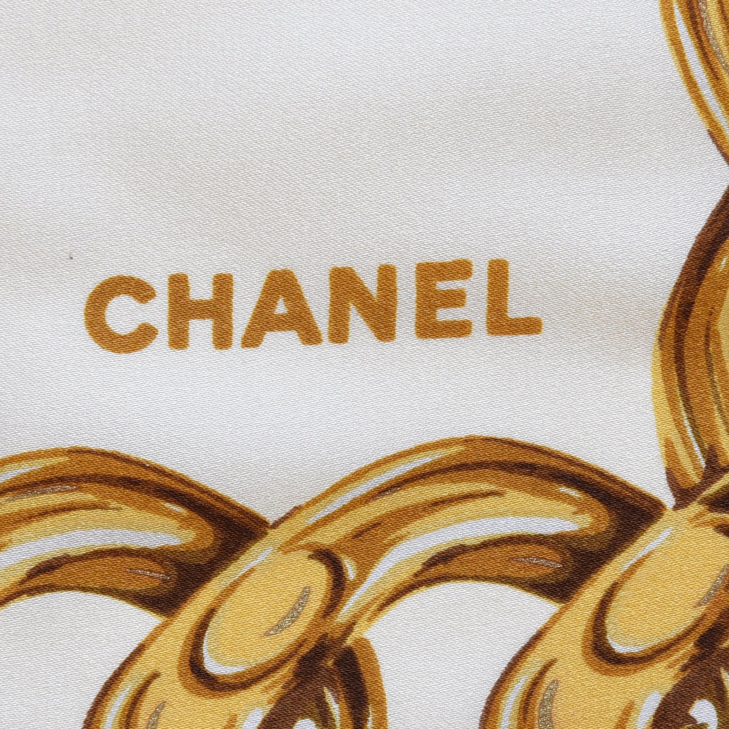 Chanel Silk CC Floral Chain Square Scarf Beige 4 of 5