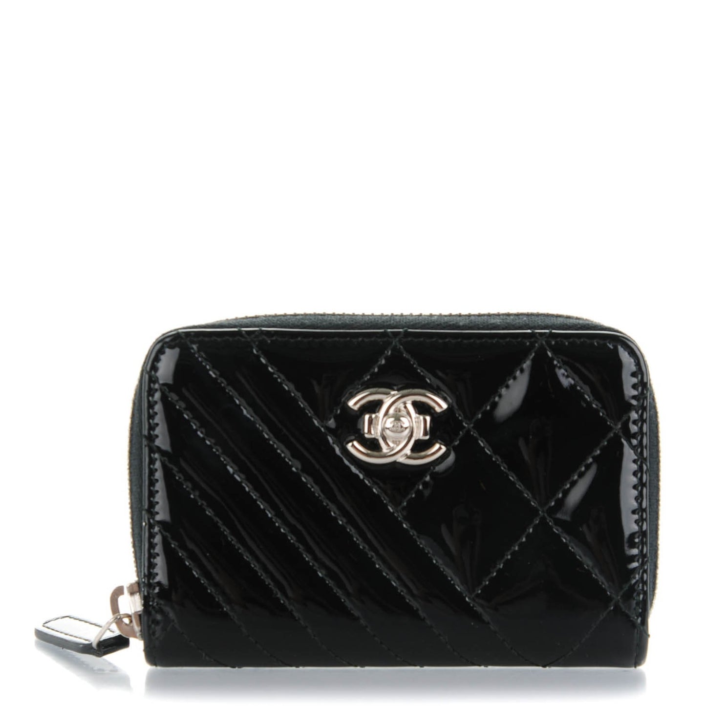 Patent Quilted Coco Boy Zip Coin Purse Black