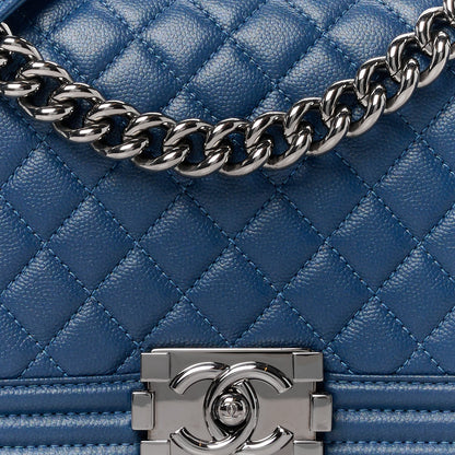 Chanel Caviar Quilted Medium Boy Flap Blue 8 of 11