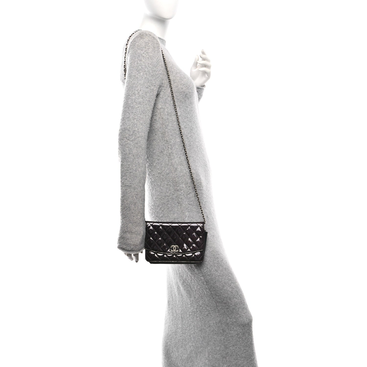 Chanel Patent Quilted Brilliant Wallet On Chain WOC Black 2 of 11