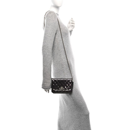 Chanel Patent Quilted Brilliant Wallet On Chain WOC Black 2 of 11