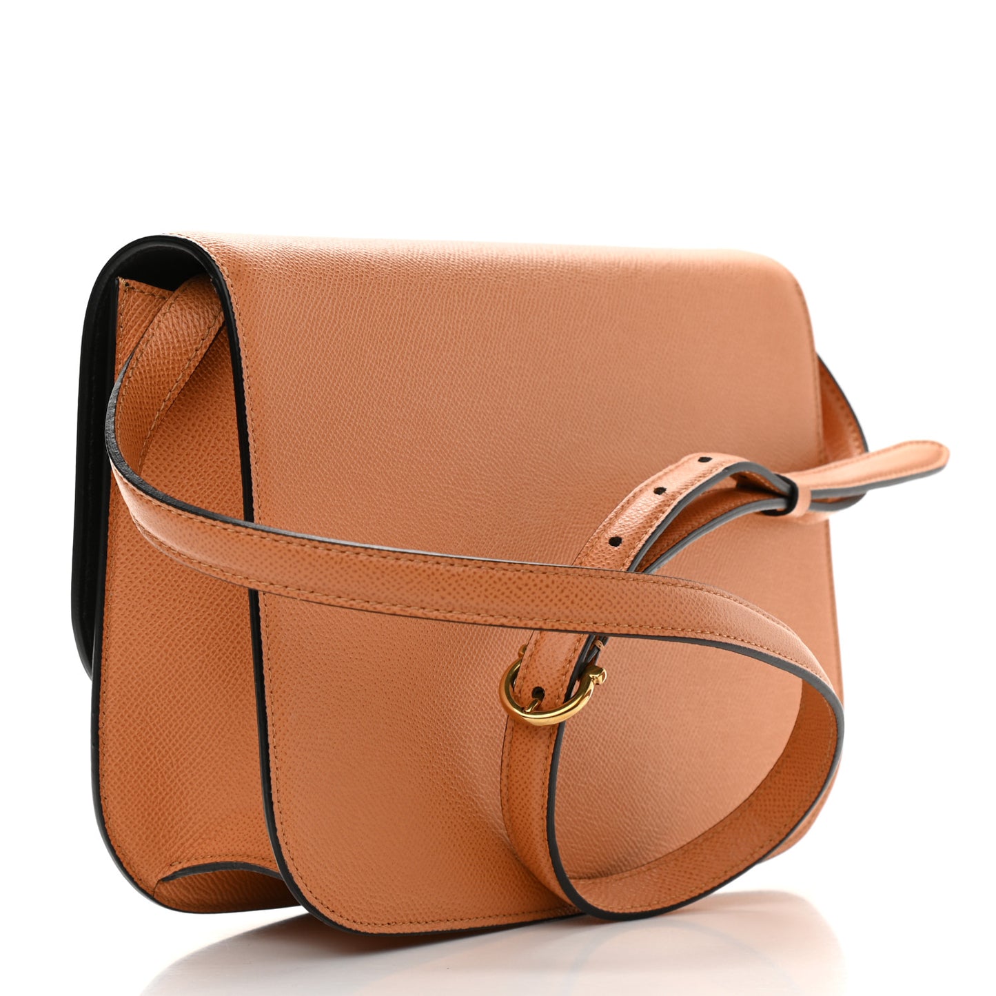 Grained Calfskin Trifolio Flap Bag Tan
