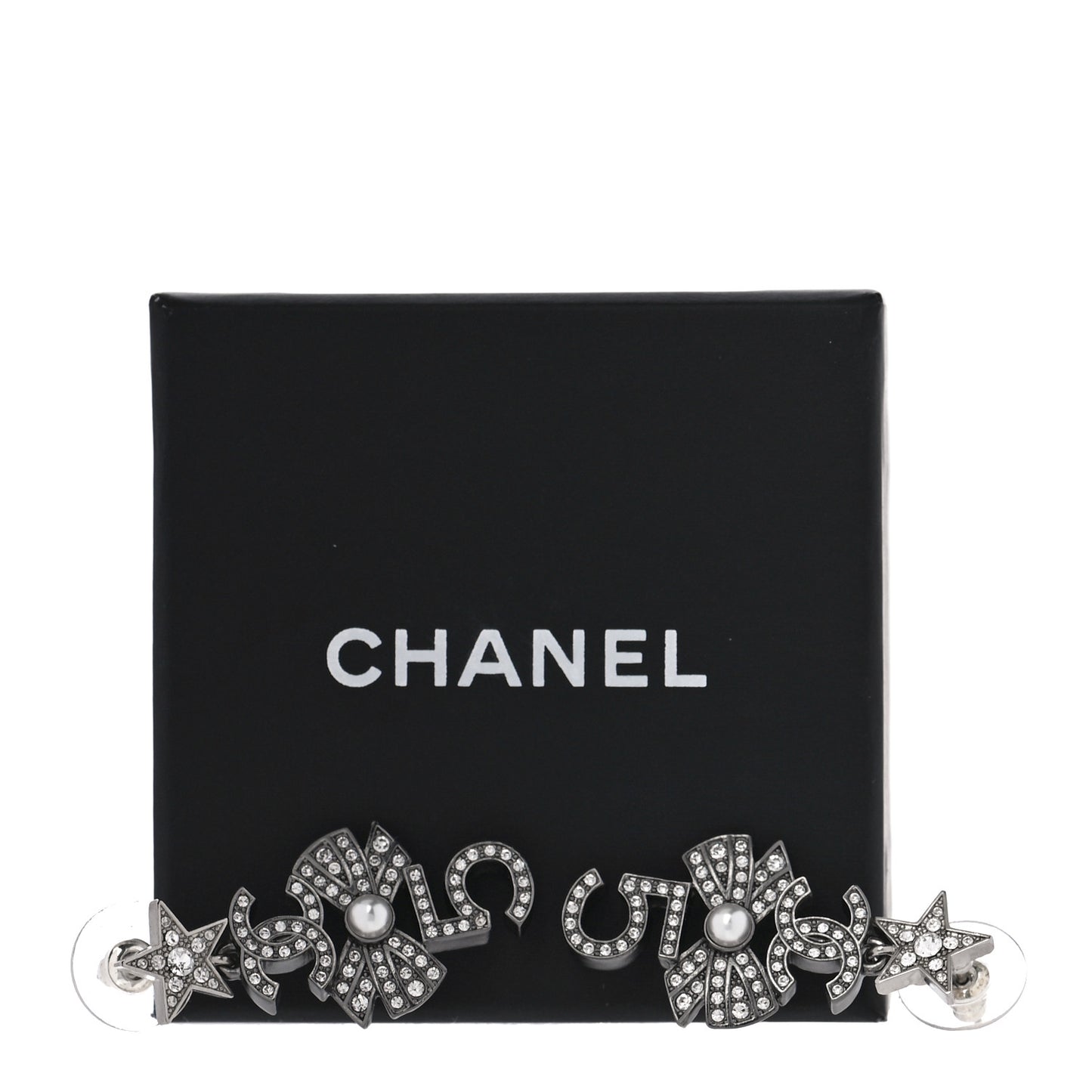Ruthenium Crystal Pearl CC Drop Earrings