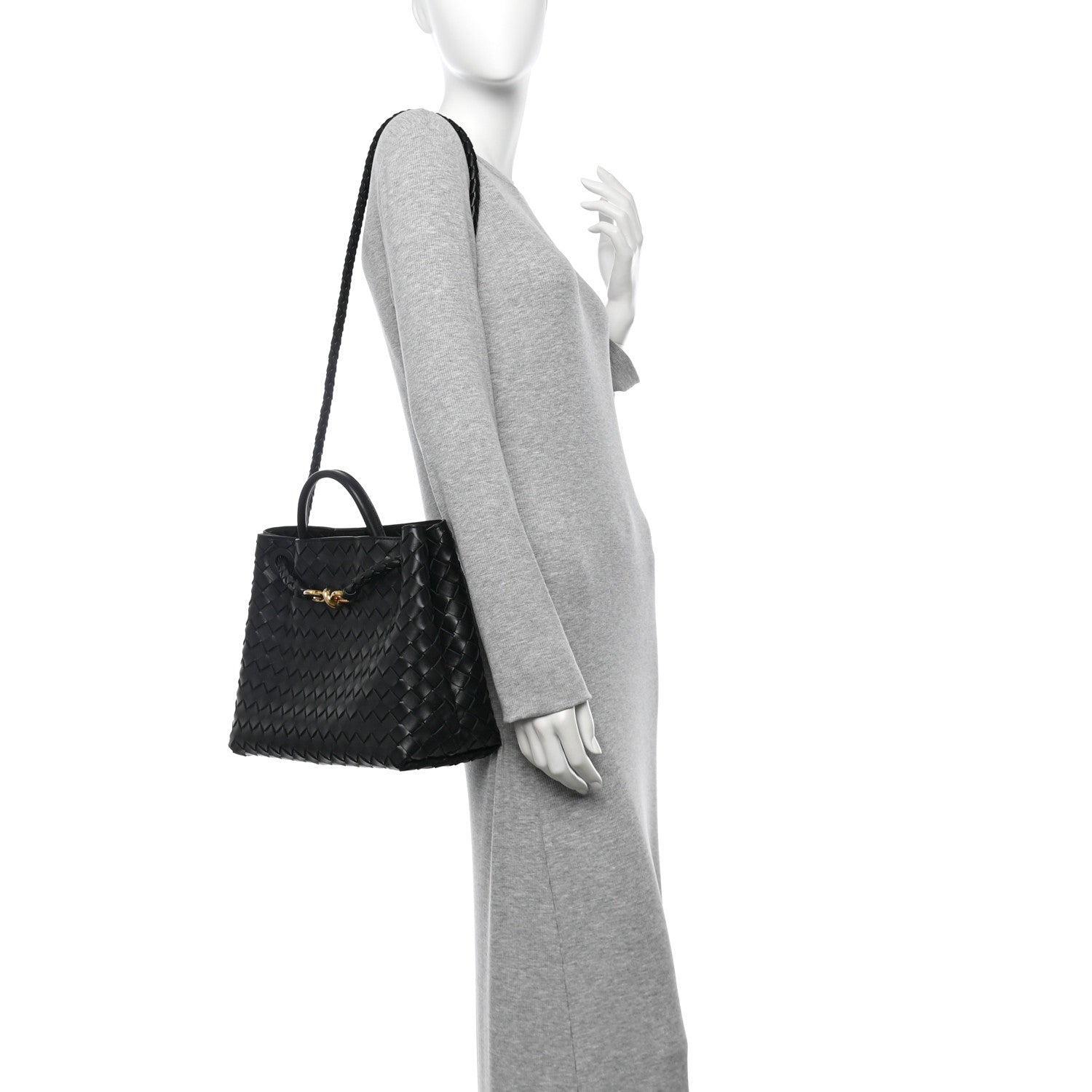 Bottega Veneta Nappa Intrecciato Medium Andiamo Shoulder Bag Black 2 of 9