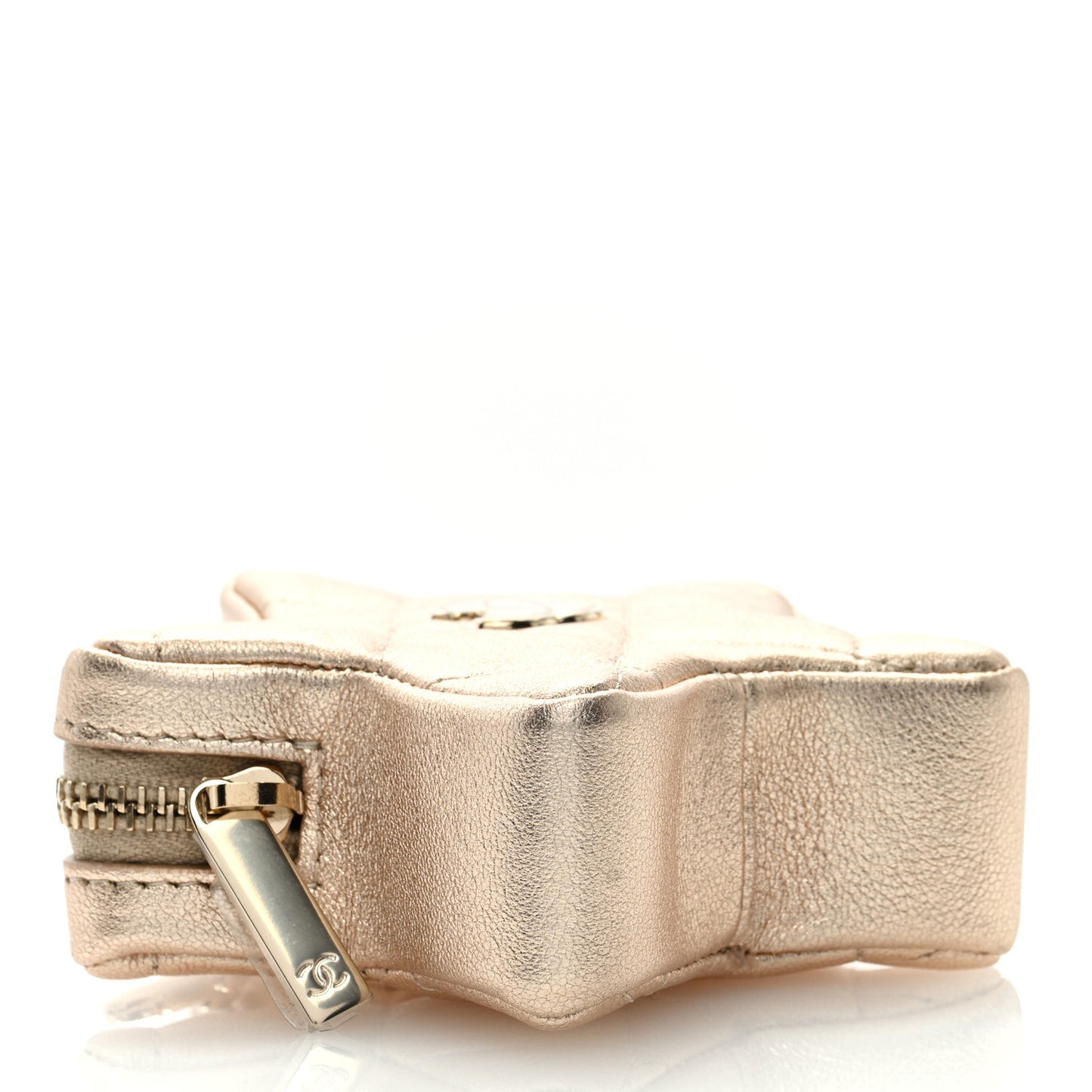 Metallic Lambskin Walk Of Fame Star Clip On Coin Purse Gold