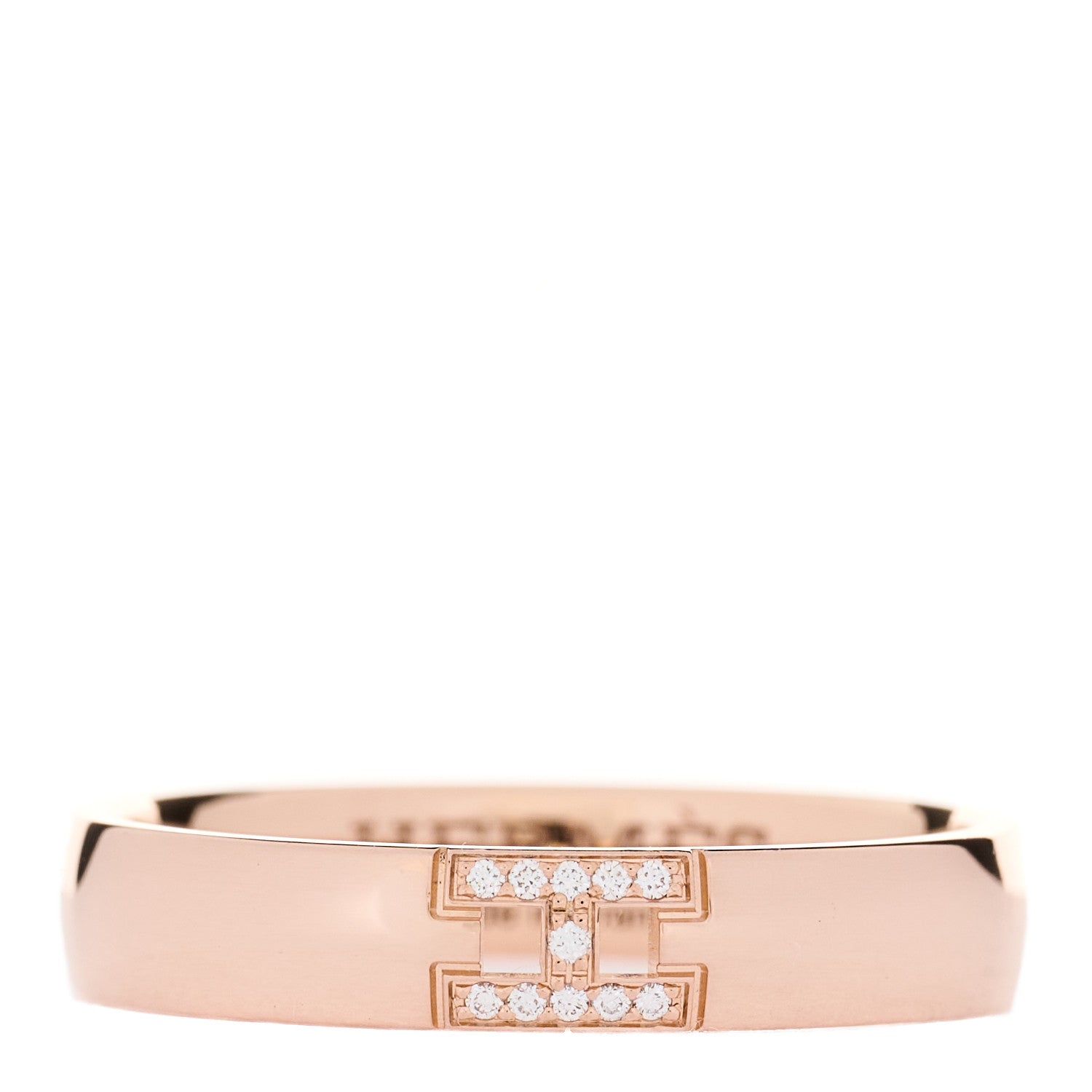 Hermes 18K Rose Gold Diamond Ever Herakles Wedding Band Ring 53 6.5 1 of 5