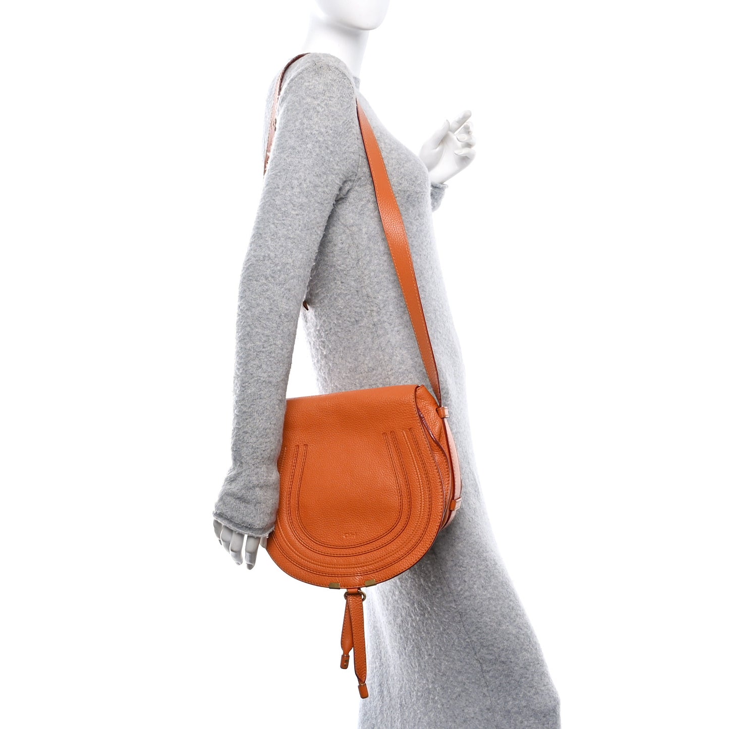 Calfskin Medium Marcie Round Crossbody Bag Indian Summer