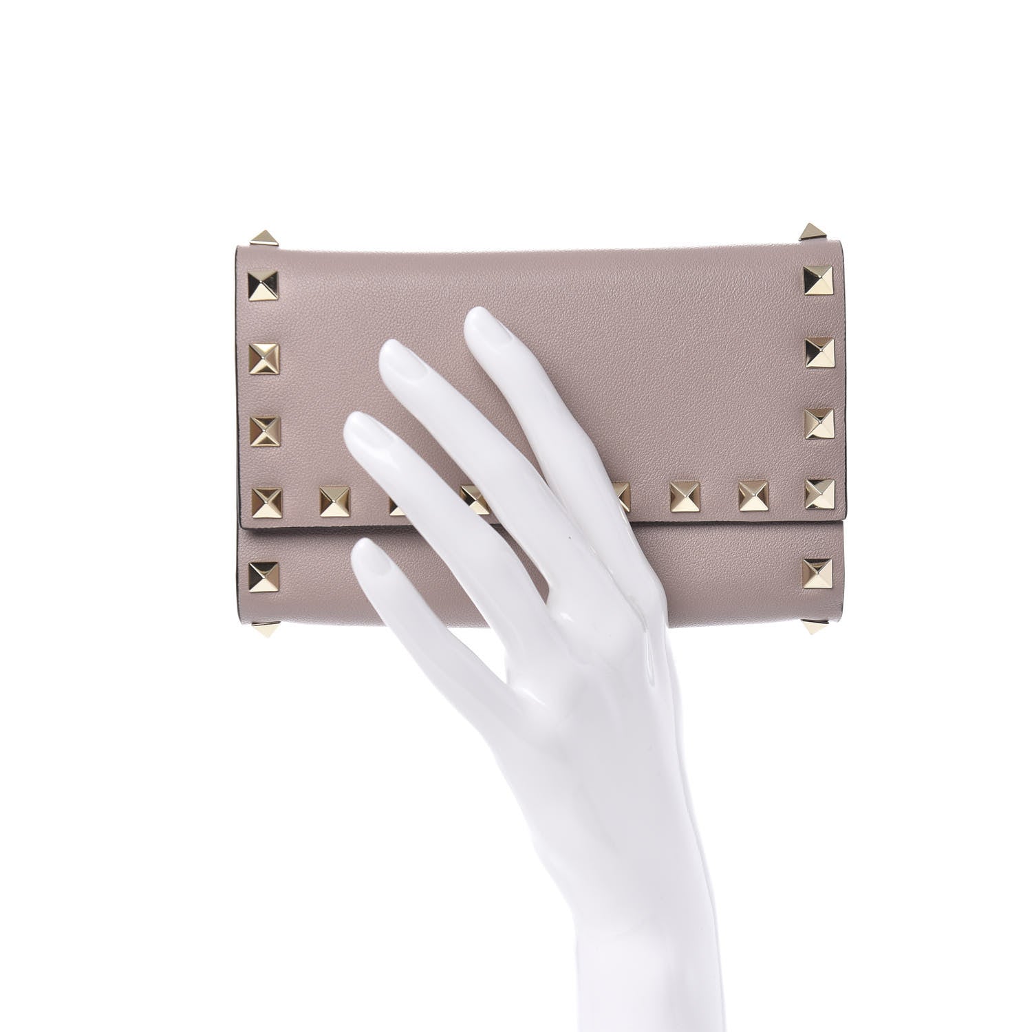 Valentino Garavani Vitello Rockstud Medium Wallet Poudre 2 of 7