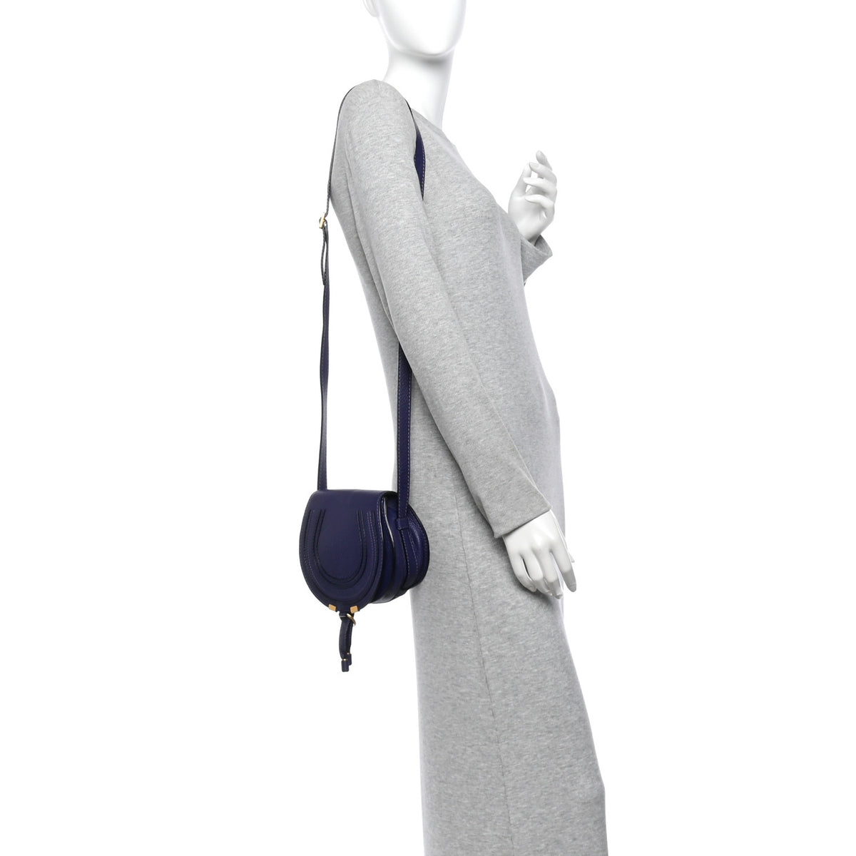 Chloe Calfskin Mini Marcie Round Crossbody Bag Storm Blue 2 of 11