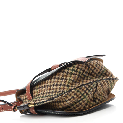 Loewe Smooth Calfskin Tweed Small Gate Crossbody Bag Dark Green Tan Multicolor 4 of 10