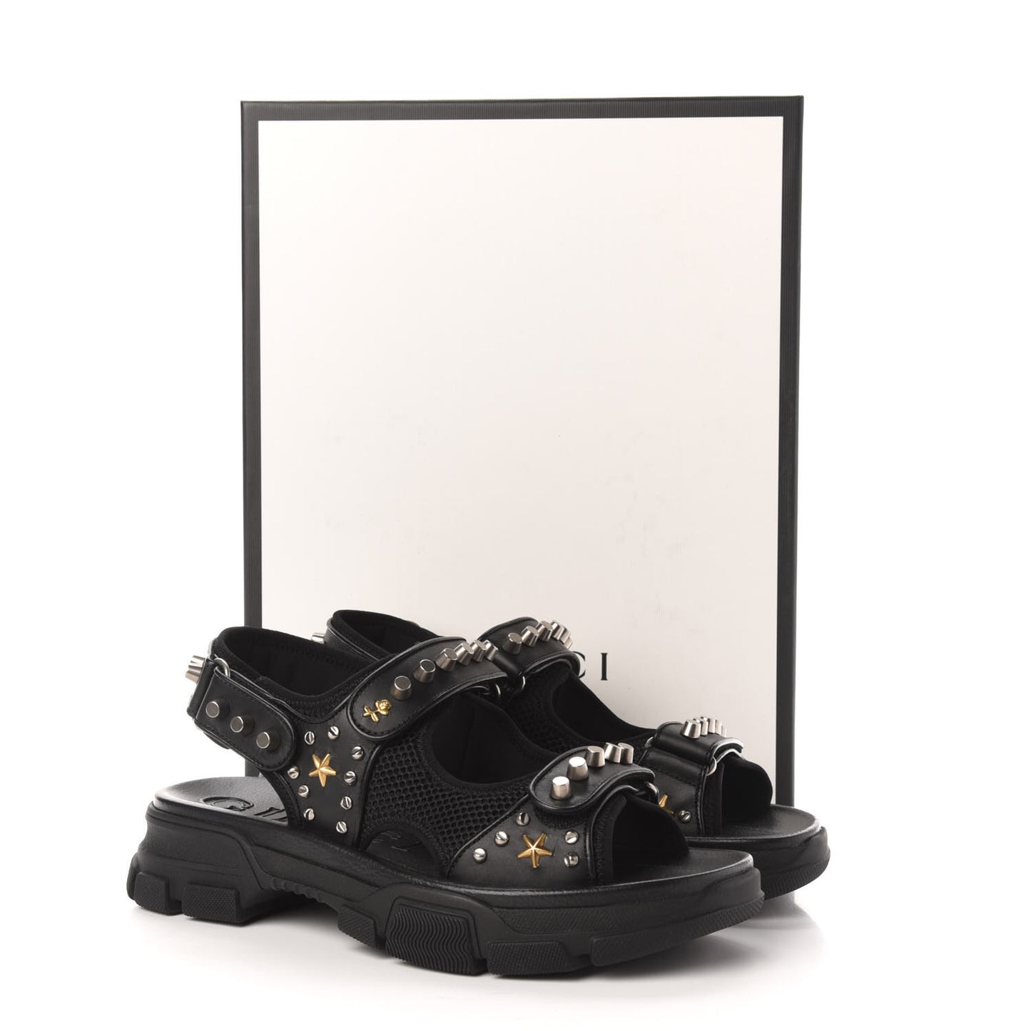 Nappa Mesh Studded Mens Aguru Sandals 10 Black