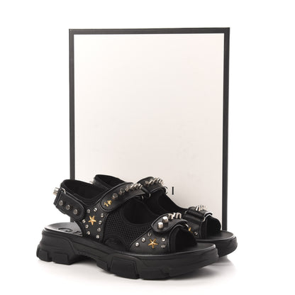 Gucci Nappa Mesh Studded Mens Aguru Sandals 10 Black 8 of 8