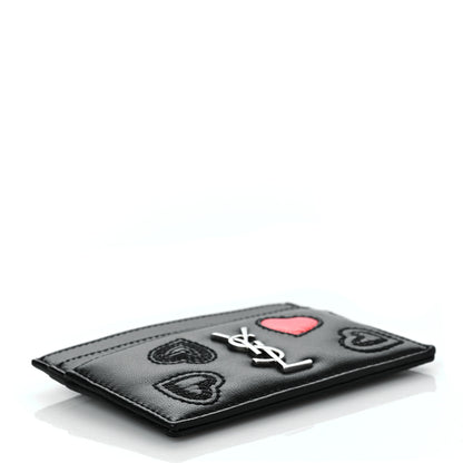 Saint Laurent Calfskin Heart Embossed Card Case Black 4 of 7