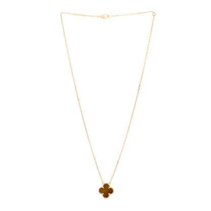 Van Cleef & Arpels 18K Yellow Gold Tiger Eye Vintage Alhambra Pendant Necklace 3 of 5