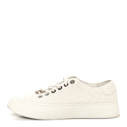 Chanel Tweed Womens CC Platform Sneakers 39.5 White 1 of 11