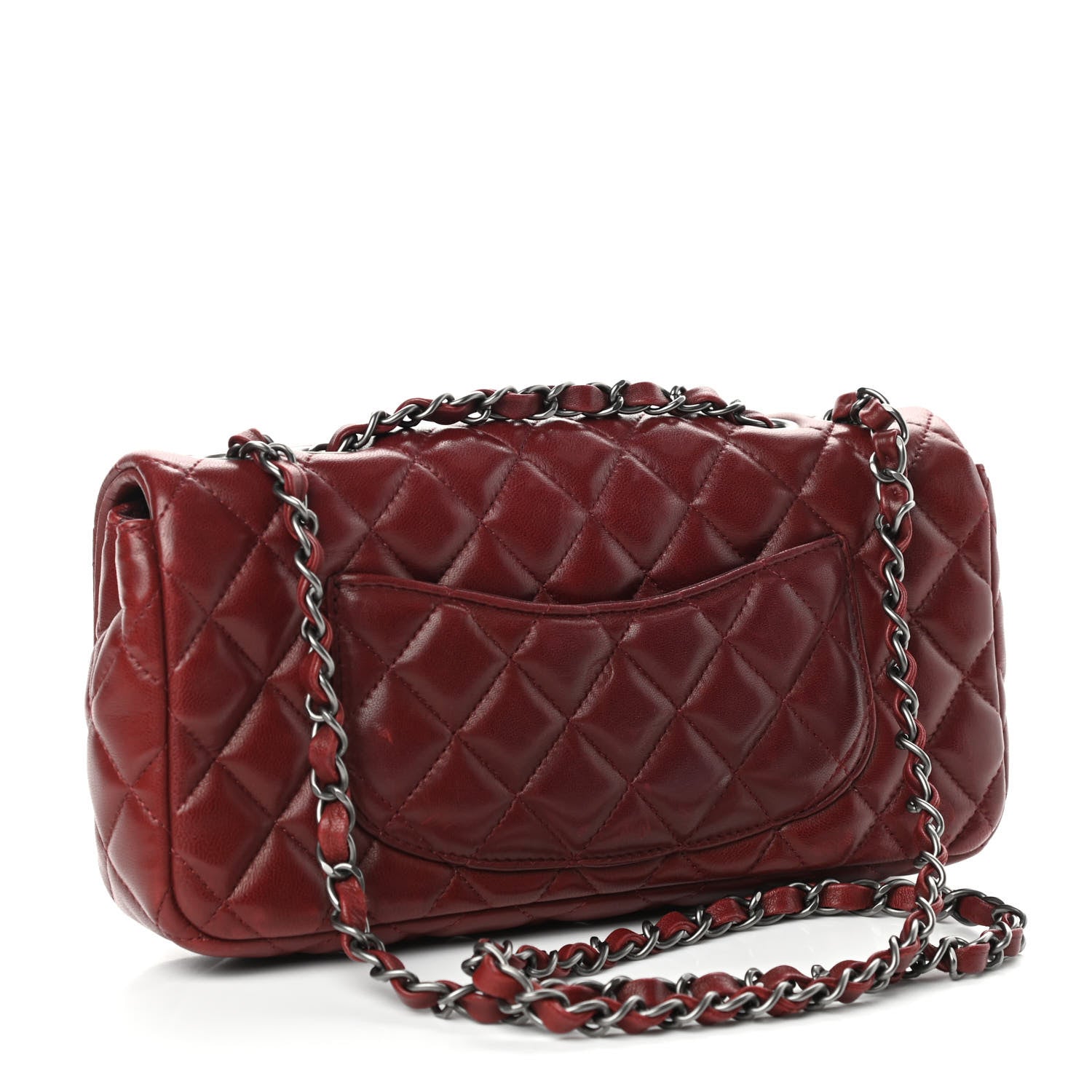 Chanel Lambskin Quilted East West Flap Dark Red 3 of 10