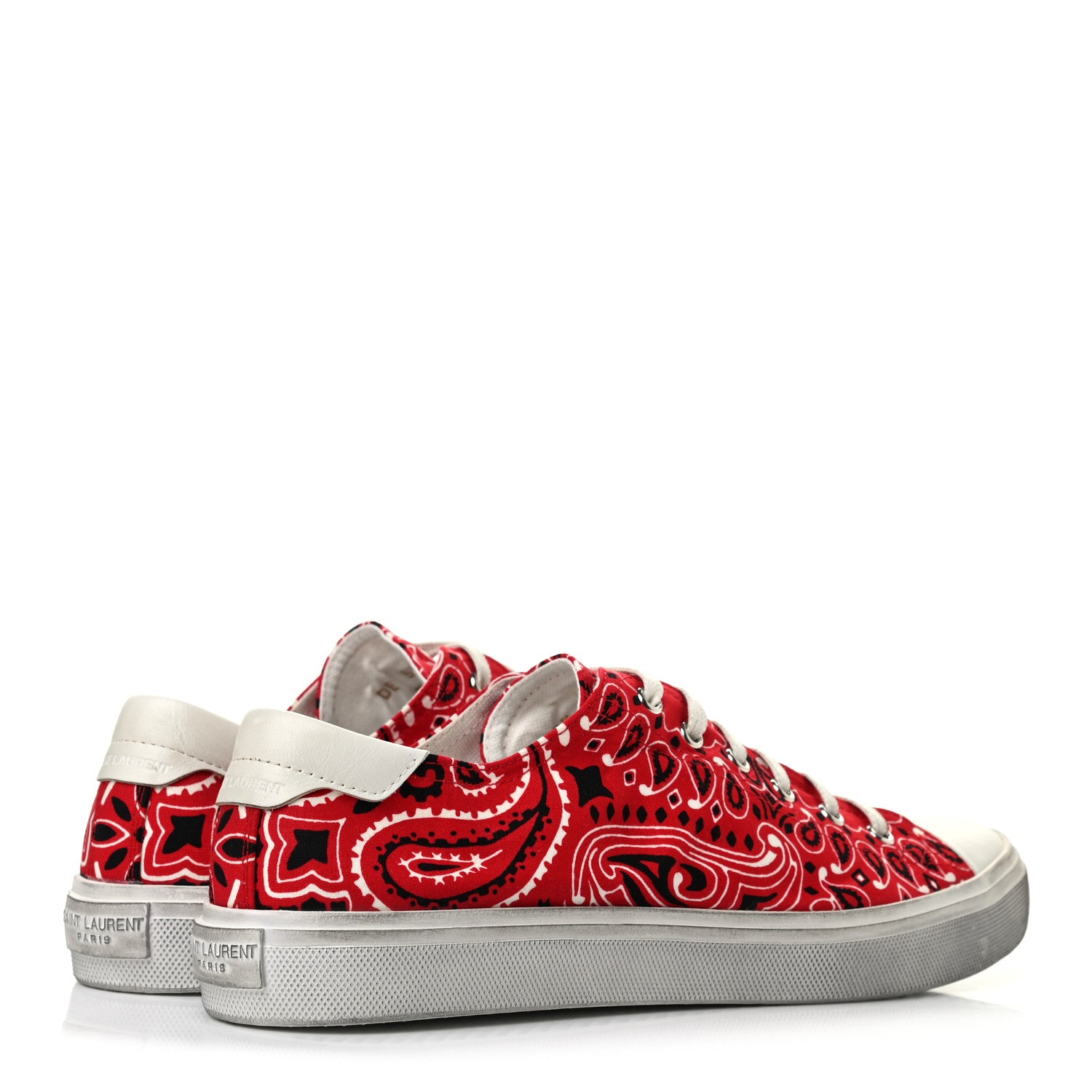 Saint Laurent Canvas Bandana Print Bedford Low Top Sneakers 42 Red 4 of 10