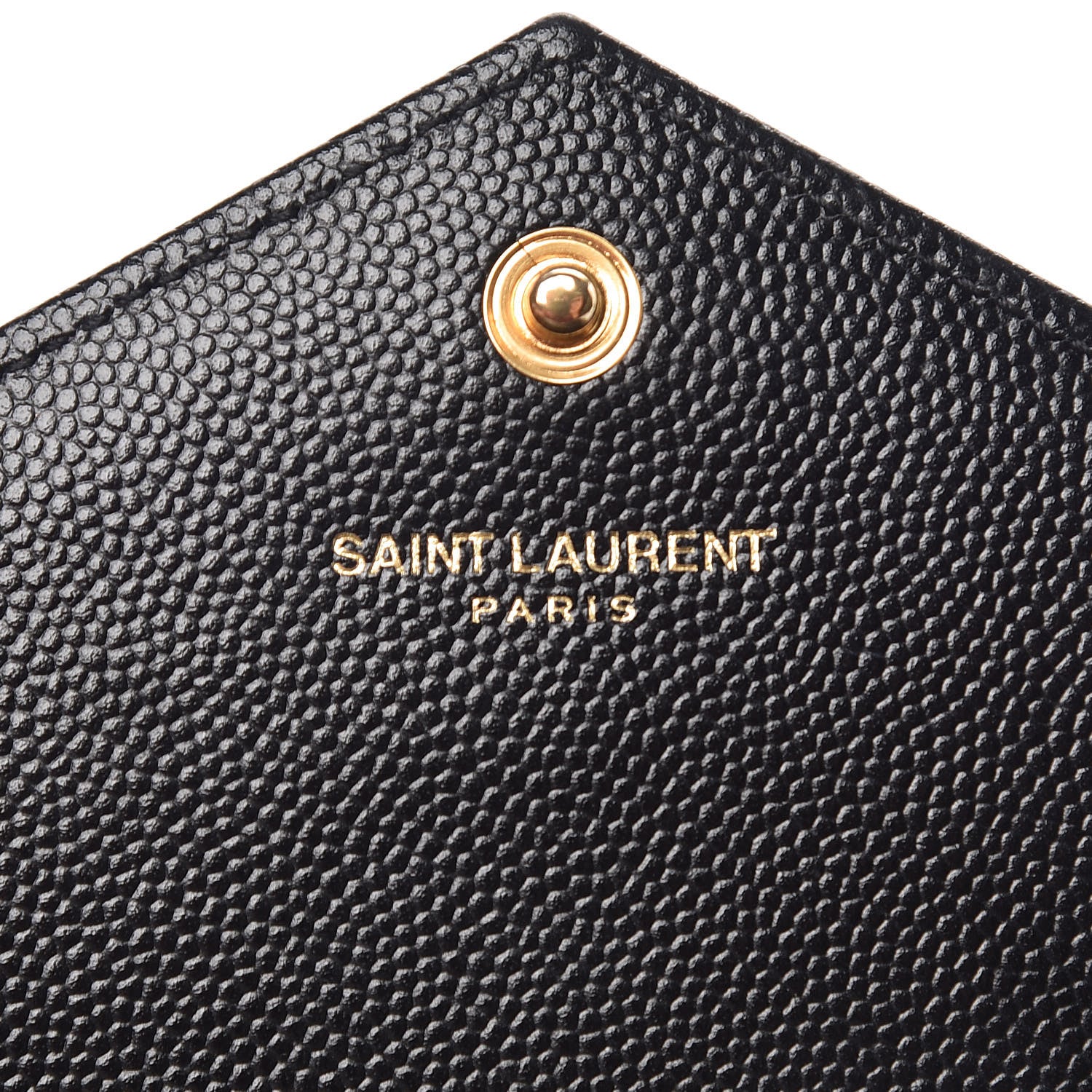 Saint Laurent Grain De Poudre Matelasse Chevron Monogram Envelope Chain Wallet Black 6 of 9