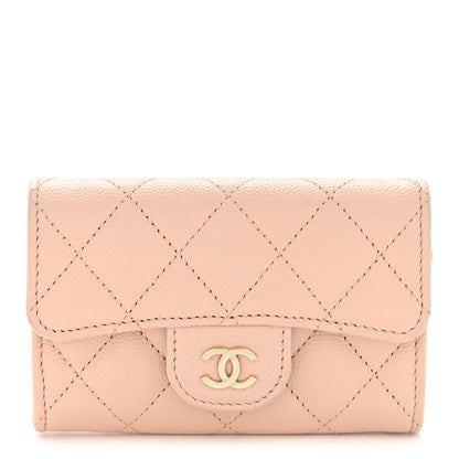 Chanel Caviar Quilted Flap Card Holder Wallet Light Beige 1 of 10
