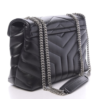 Saint Laurent Calfskin Y Quilted Monogram Small Loulou Chain Satchel Black 3 of 9