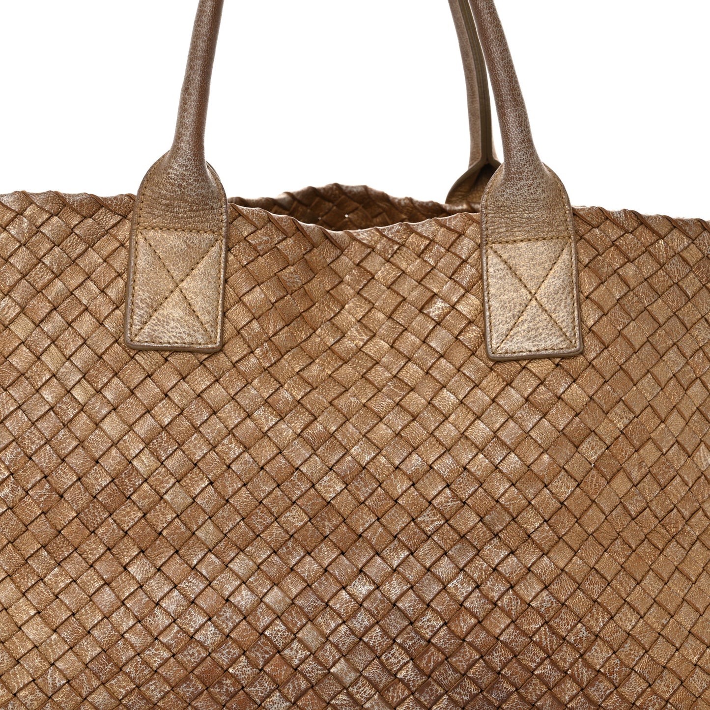 Metallic Chevre Intrecciato Medium Cabat Ottone