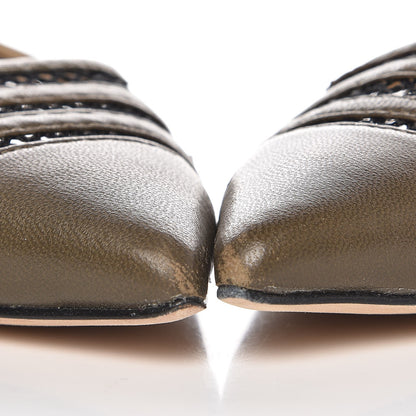 Jimmy Choo Nappa Mesh Hettie Pointy Toe Flats 38 Green 9 of 11