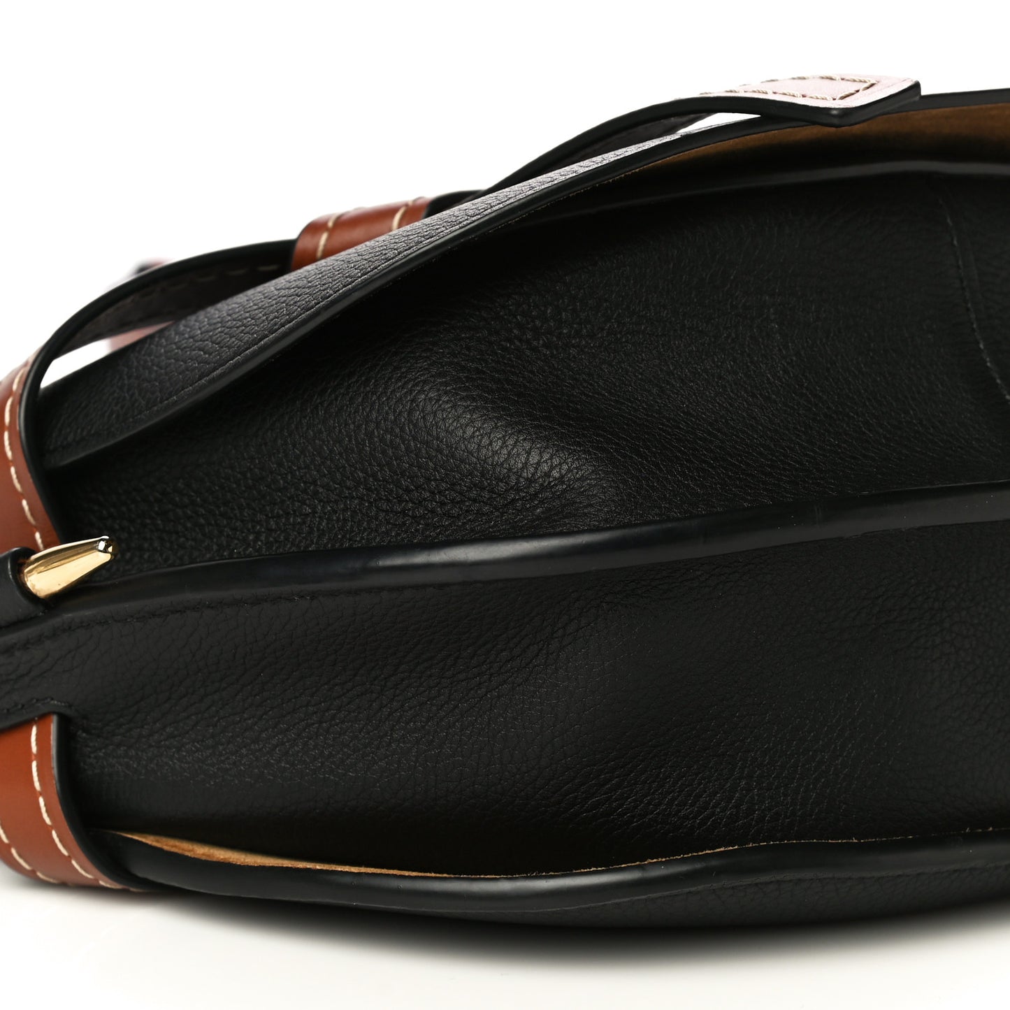 Grained Calfskin Small Gate Crossbody Bag Pecan Black