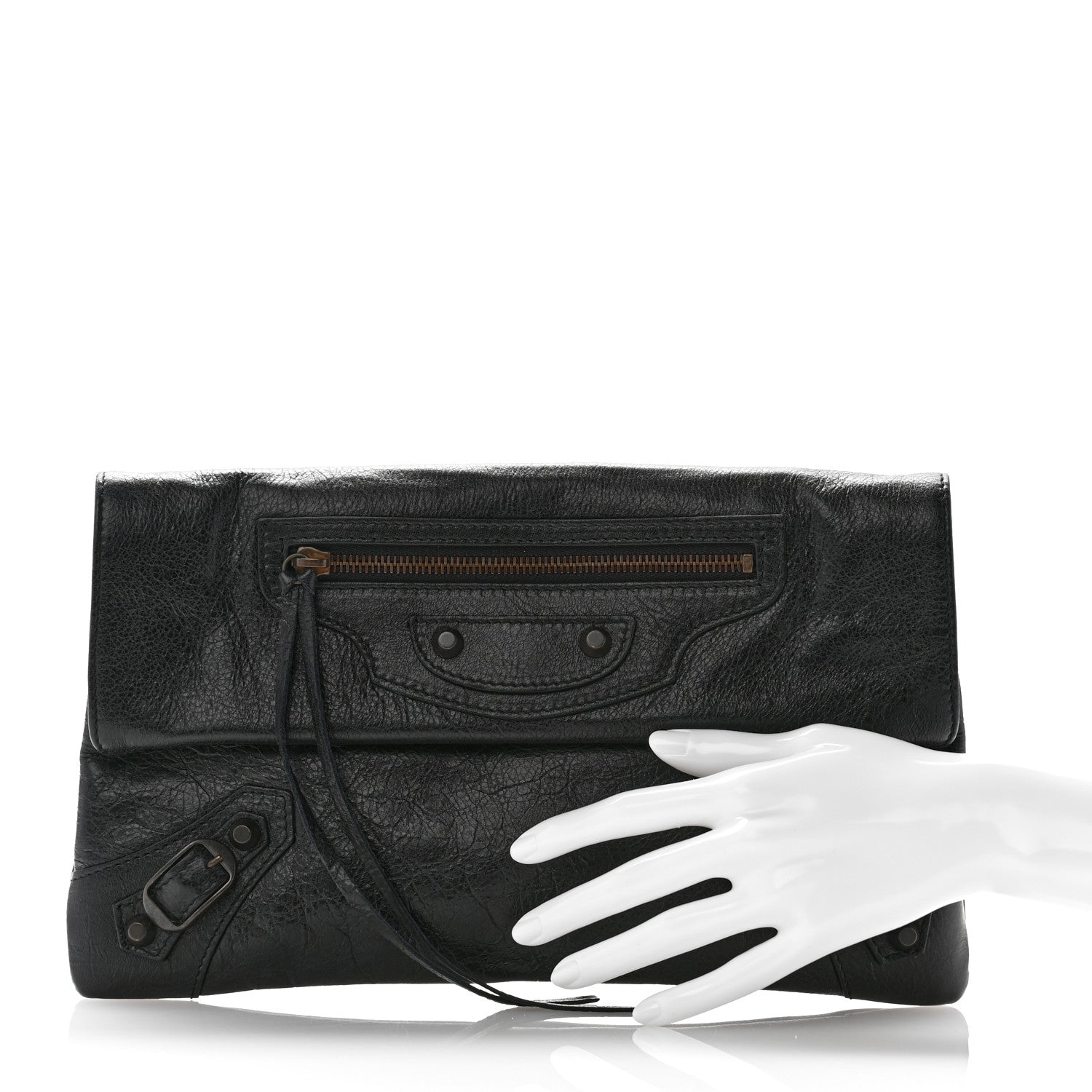 Balenciaga Agneau Classic Hardware Envelope Clutch Black 2 of 7