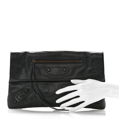 Balenciaga Agneau Classic Hardware Envelope Clutch Black 2 of 7