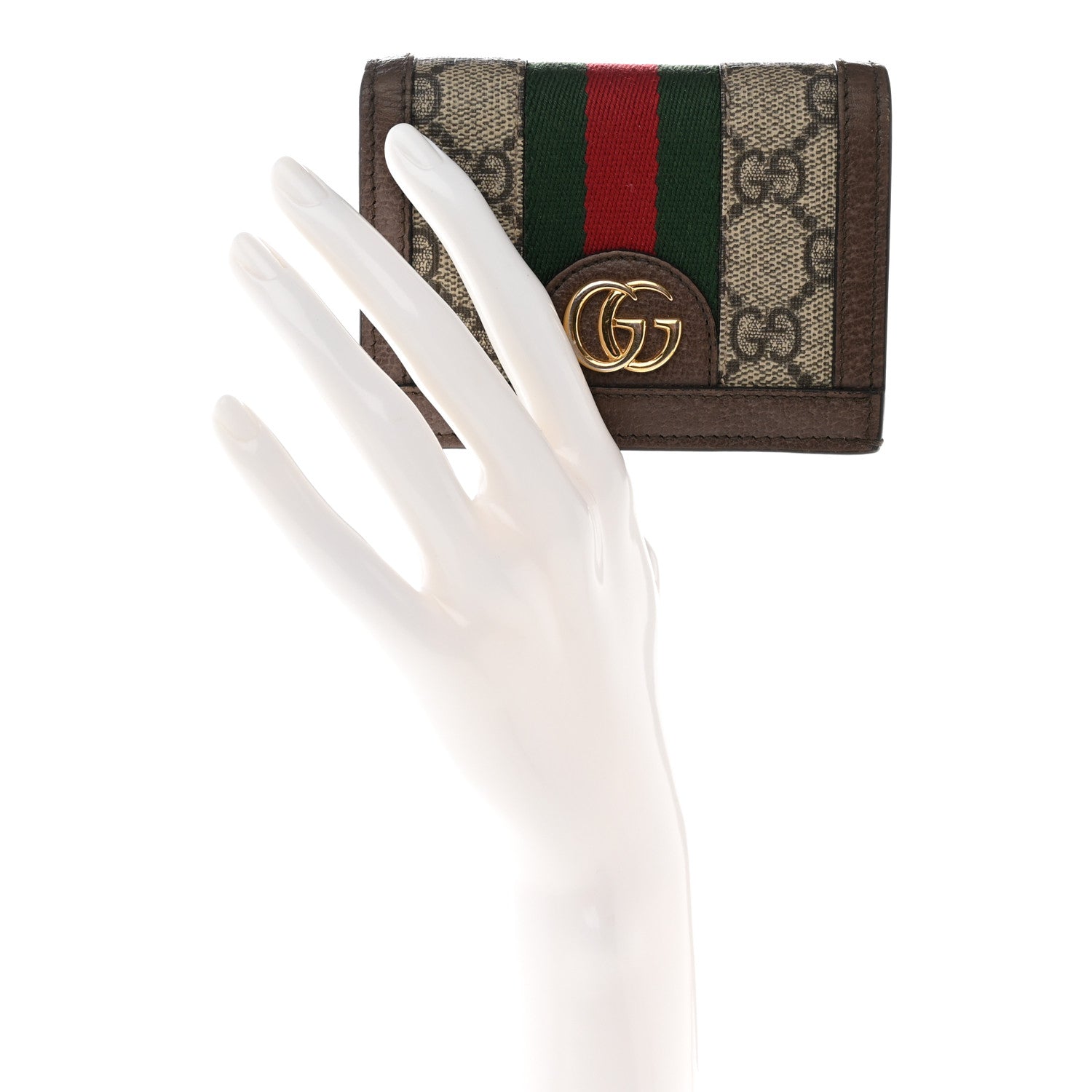 Gucci GG Supreme Monogram Web Ophidia Card Case Beige New Acero 2 of 11