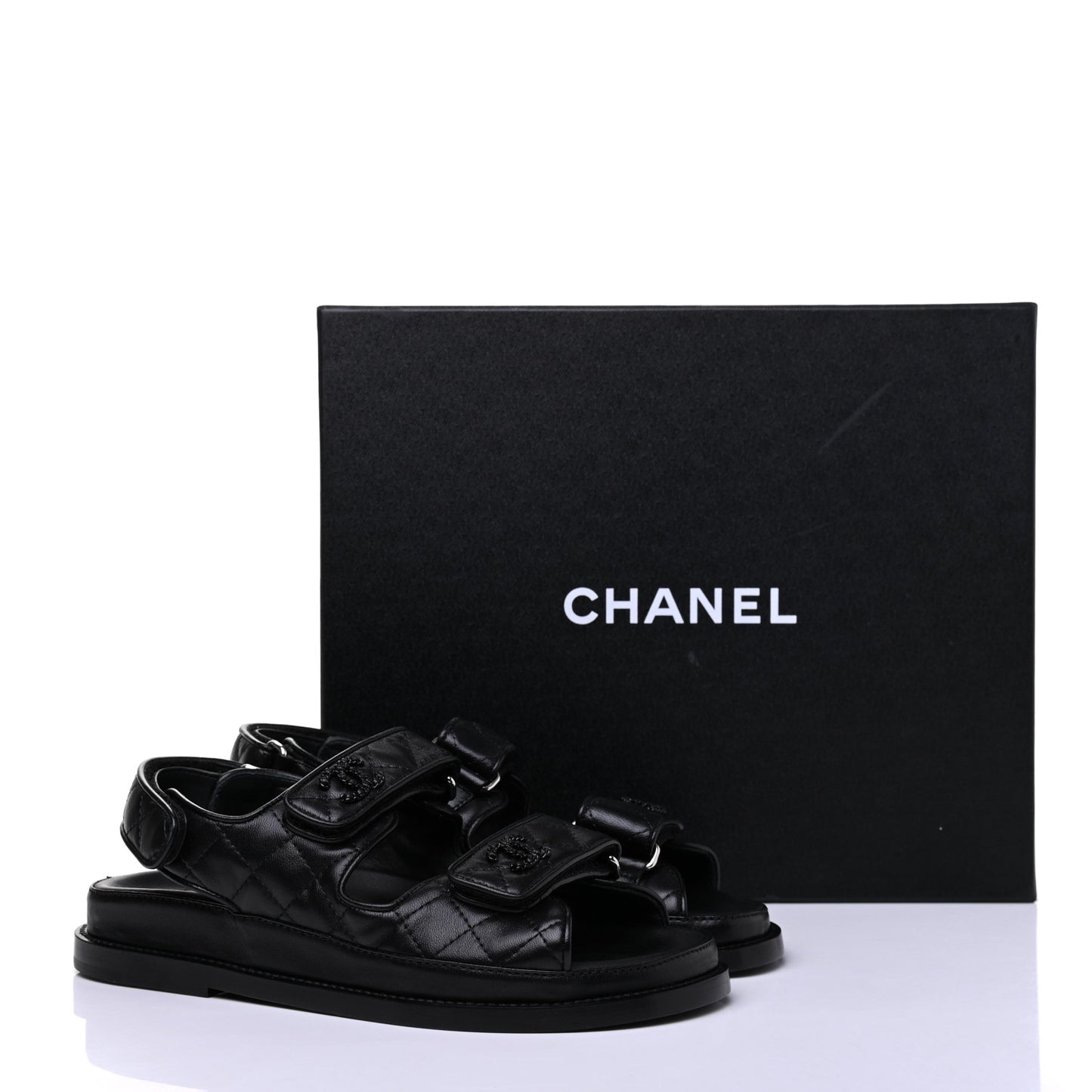 Lambskin Velcro Dad Sandals 35 Black