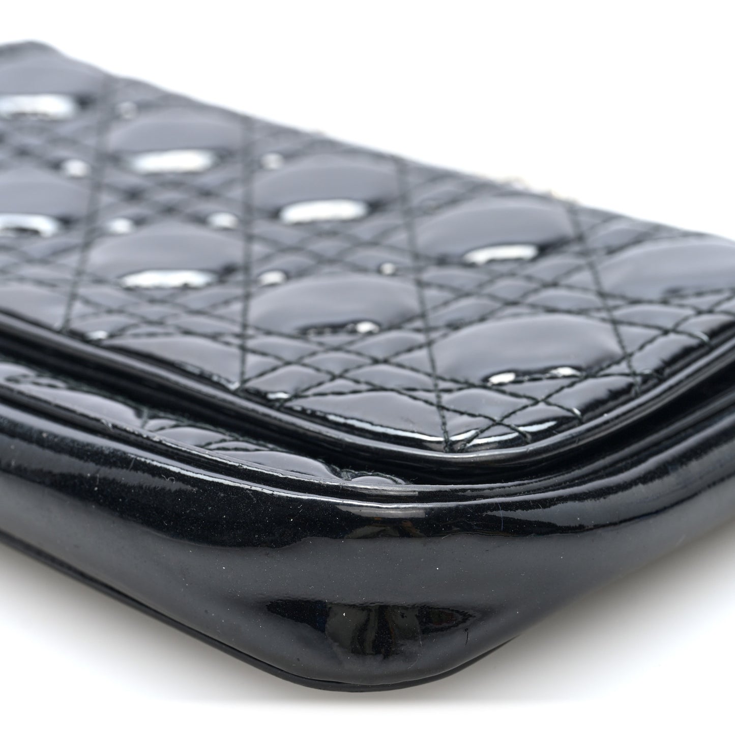 Patent Cannage Wallet on Chain Pouch Black