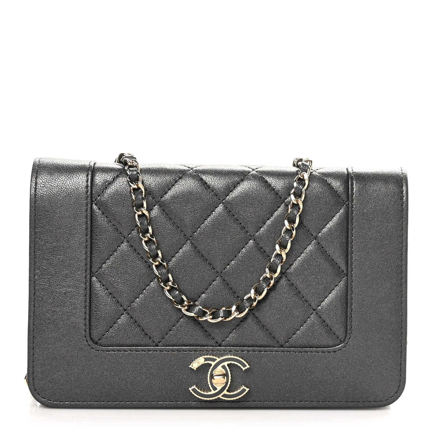 Chanel Sheepskin Quilted Mademoiselle Vintage Wallet On Chain WOC Ruthenium 1 of 12