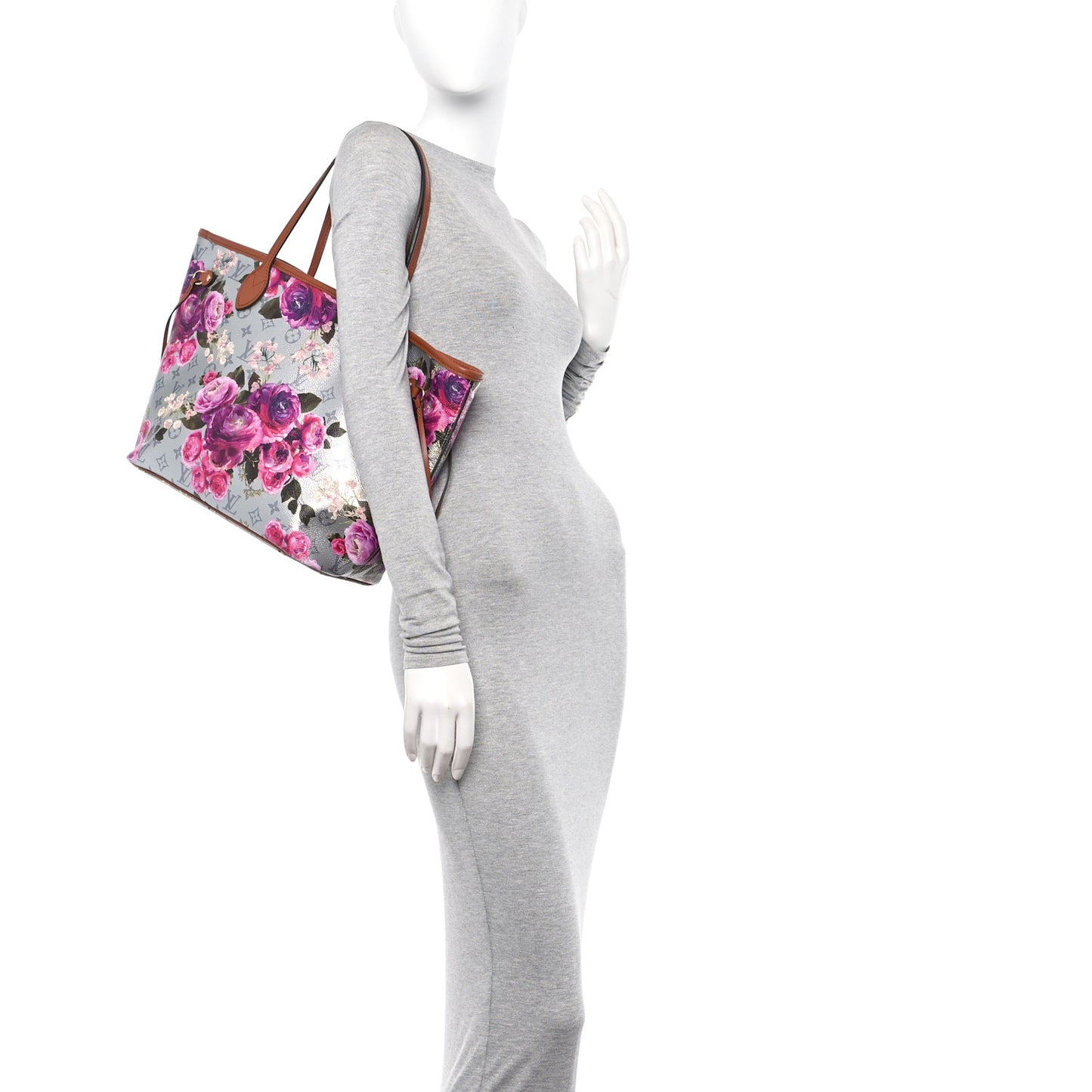 Metallic Monogram LV Garden Neverfull MM Silver