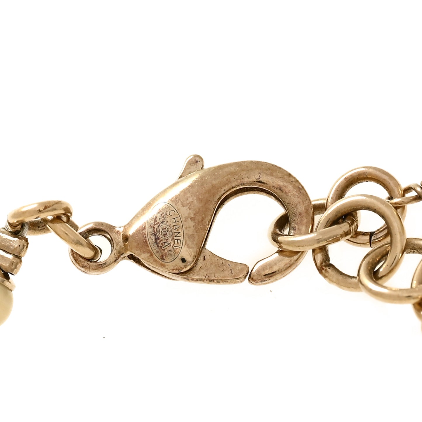Enamel Crystal CC Flower Bracelet White Light Gold