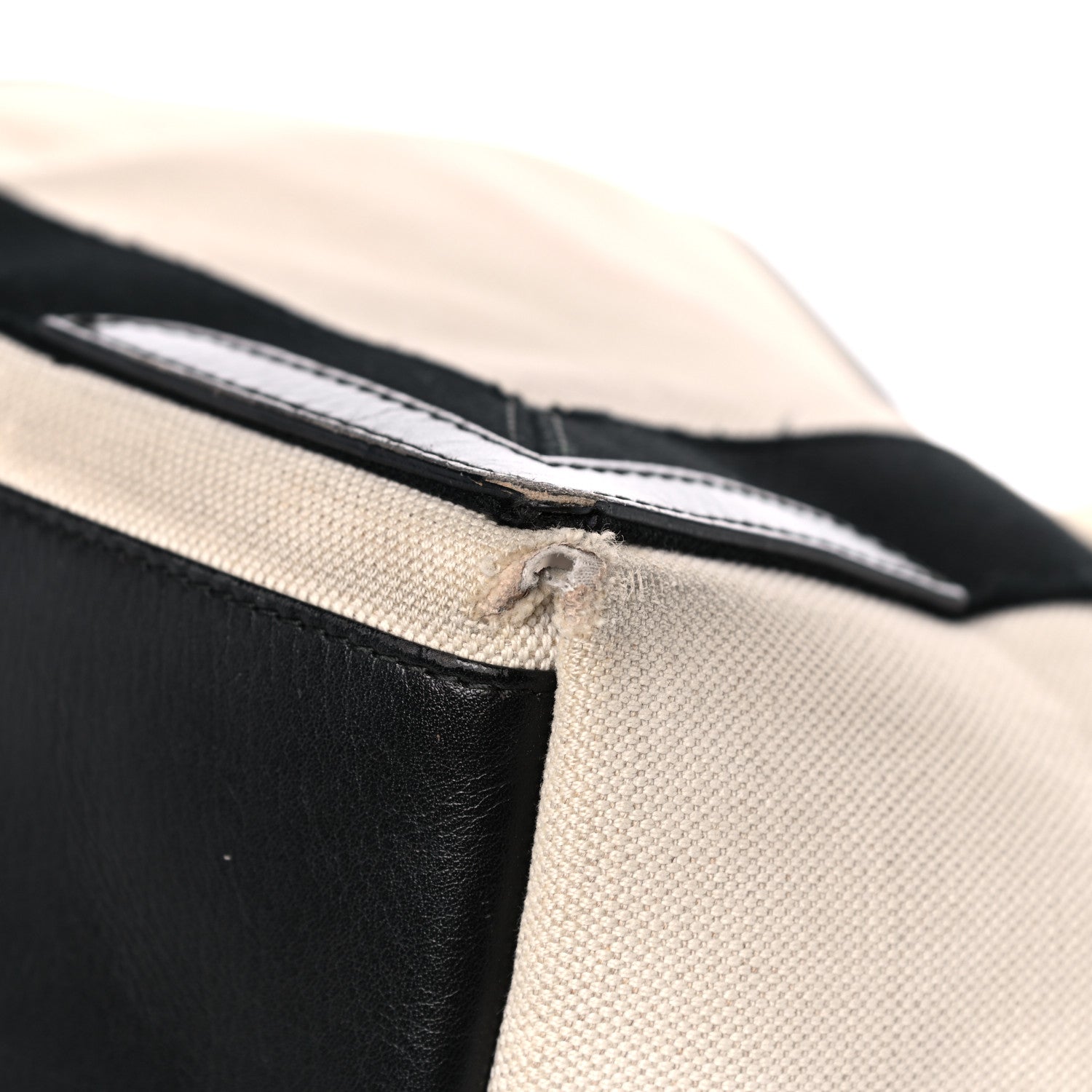 Balenciaga Cotton Canvas Satin Calfskin S Navy Cabas Natural Black 14 of 34